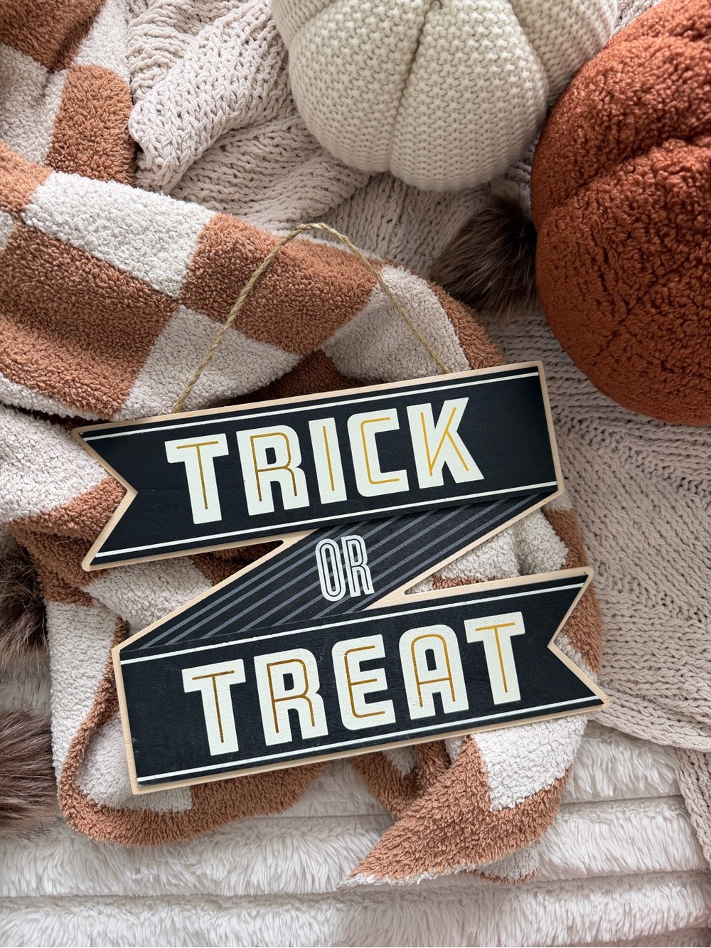Hyde and Eek Black and Cream 'Trick or Treat' Layered Wooden Sign